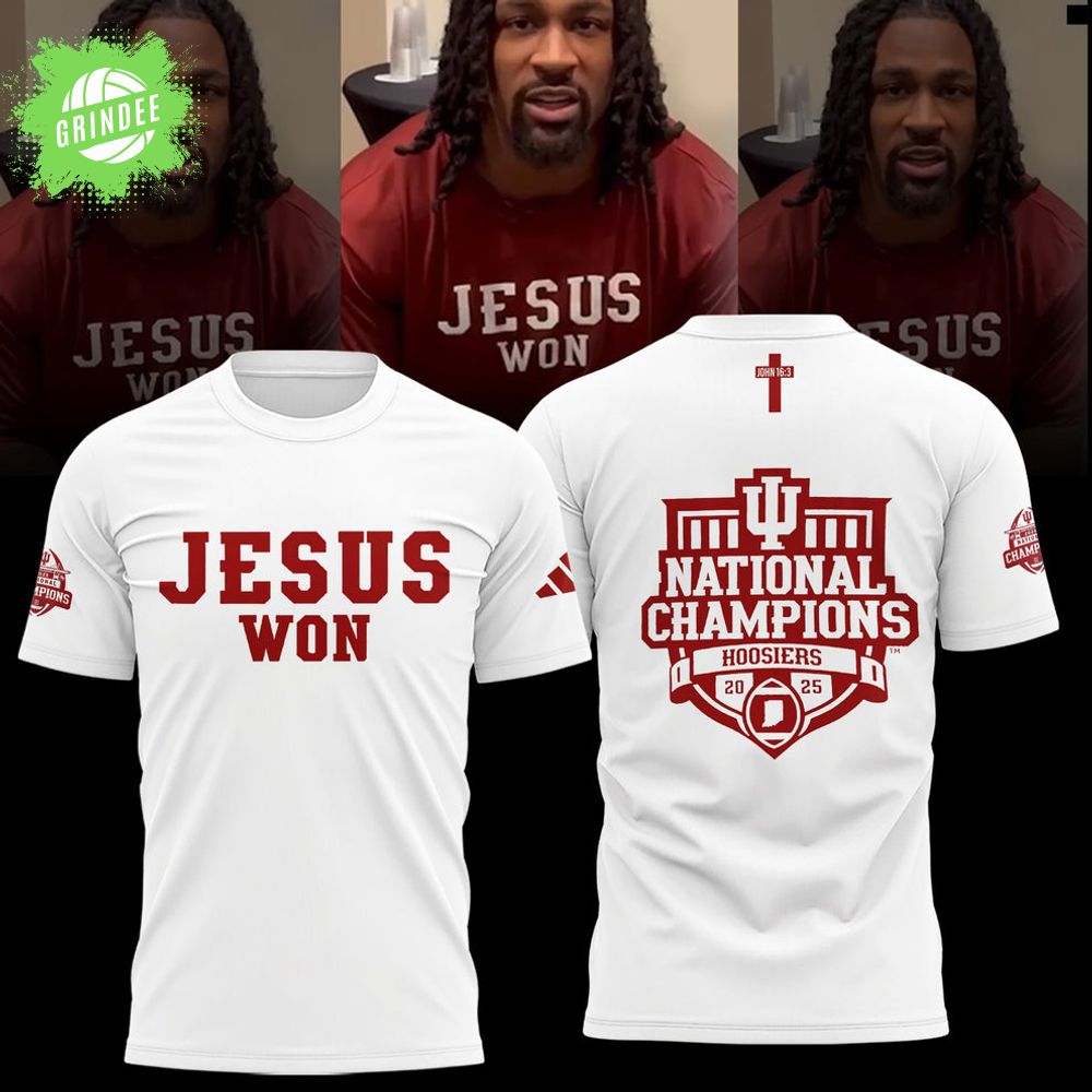 Indiana Hoosiers ” Jesus Won” 2026 National Champions Limited Edition W Shirt Indiana Hoosiers ” Jesus Won” 2026 National Champions Limited Edition W Shirt