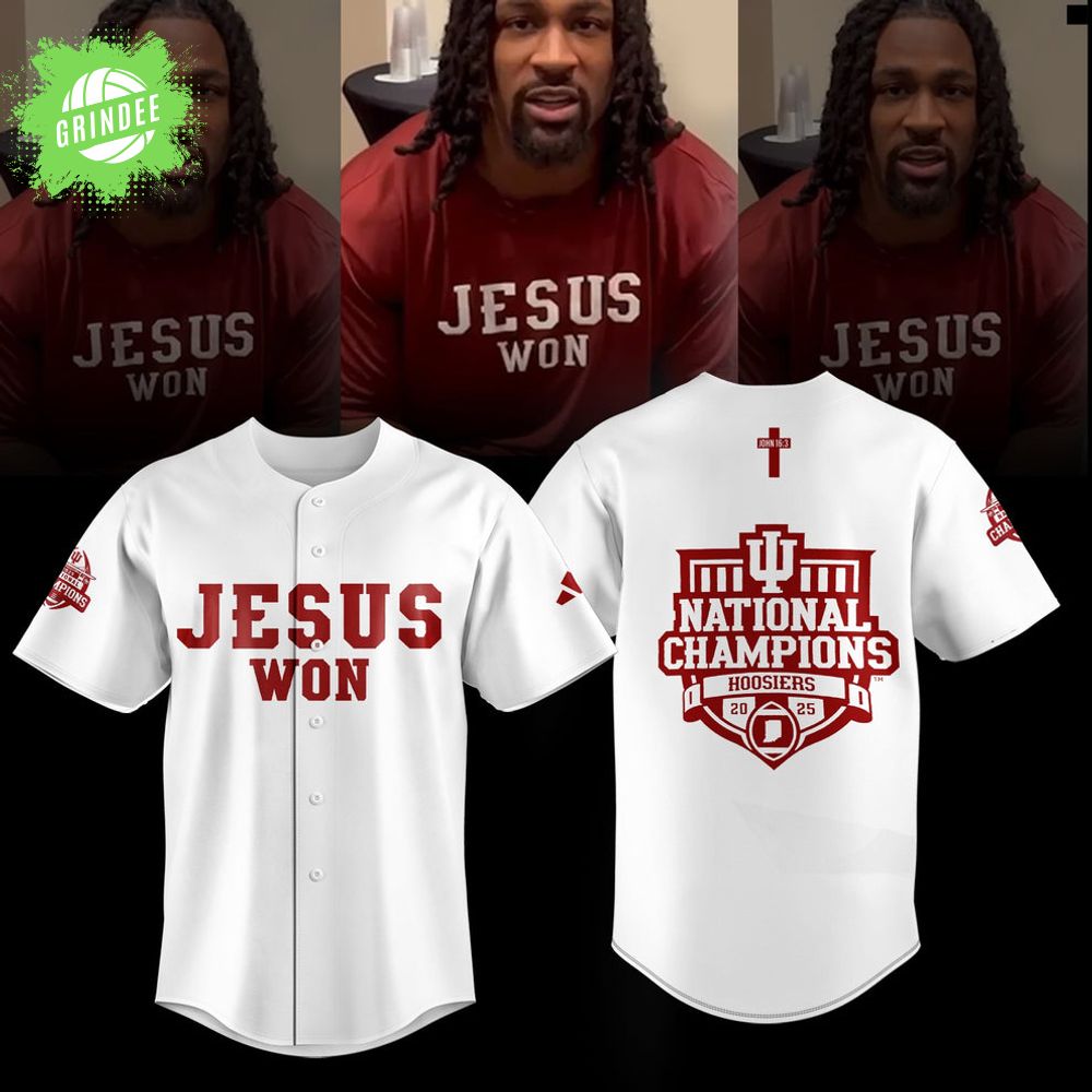 Indiana Hoosiers ” Jesus Won” 2026 National Champions Limited W Jersey Indiana Hoosiers ” Jesus Won” 2026 National Champions Limited W Jersey