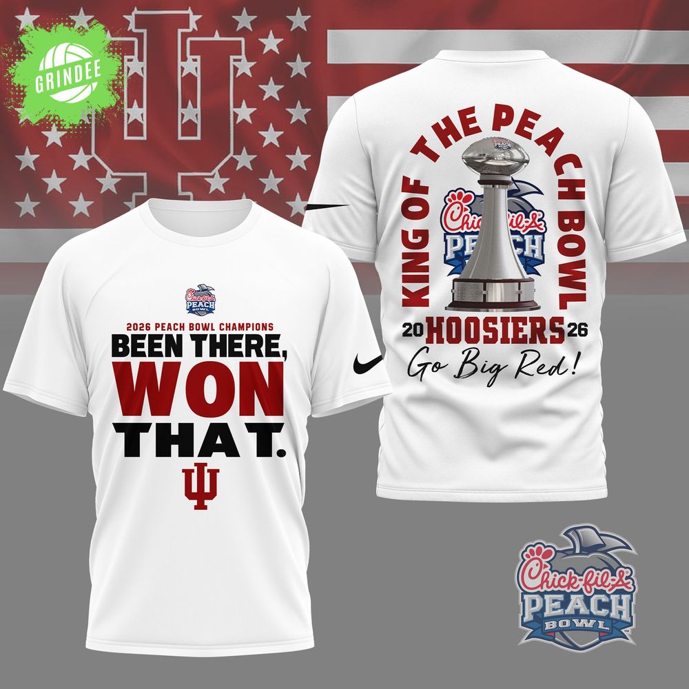 Indiana Hoosiers | Premium NCAA Peach Bowl Champions 3D Shirt Indiana Hoosiers | Premium NCAA Peach Bowl Champions 3D Shirt