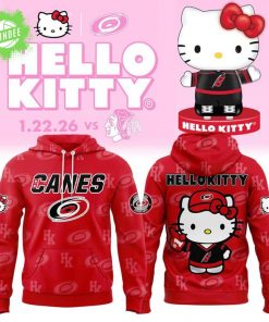 Limited Edition Carolina Hurricane ” Hello Kitty Night ” 2026 Hoodie(Red)