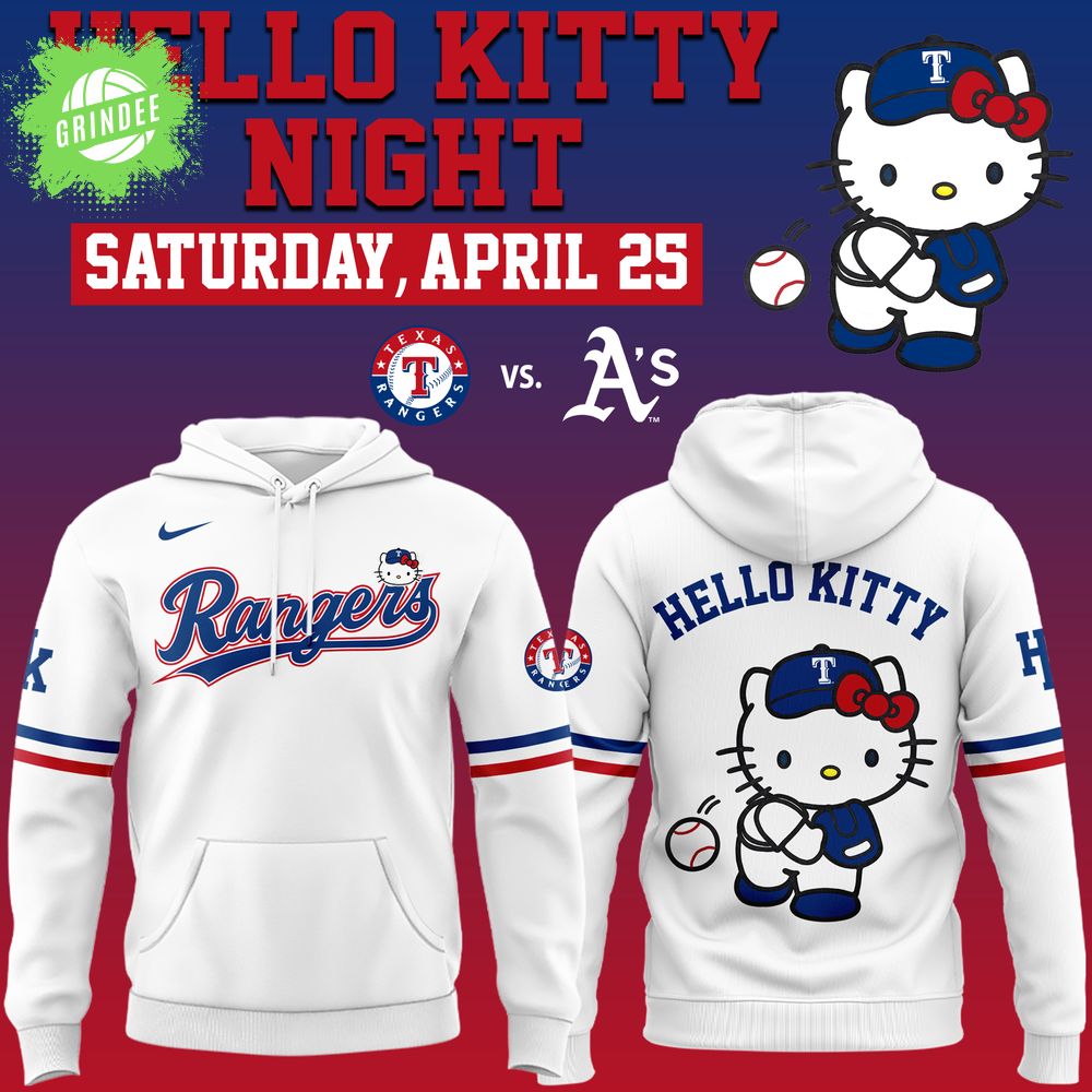 Limited Edition Texas Rangers x Hello Kitty Night Hoodie 2026 Limited Edition Texas Rangers x Hello Kitty Night Hoodie 2026